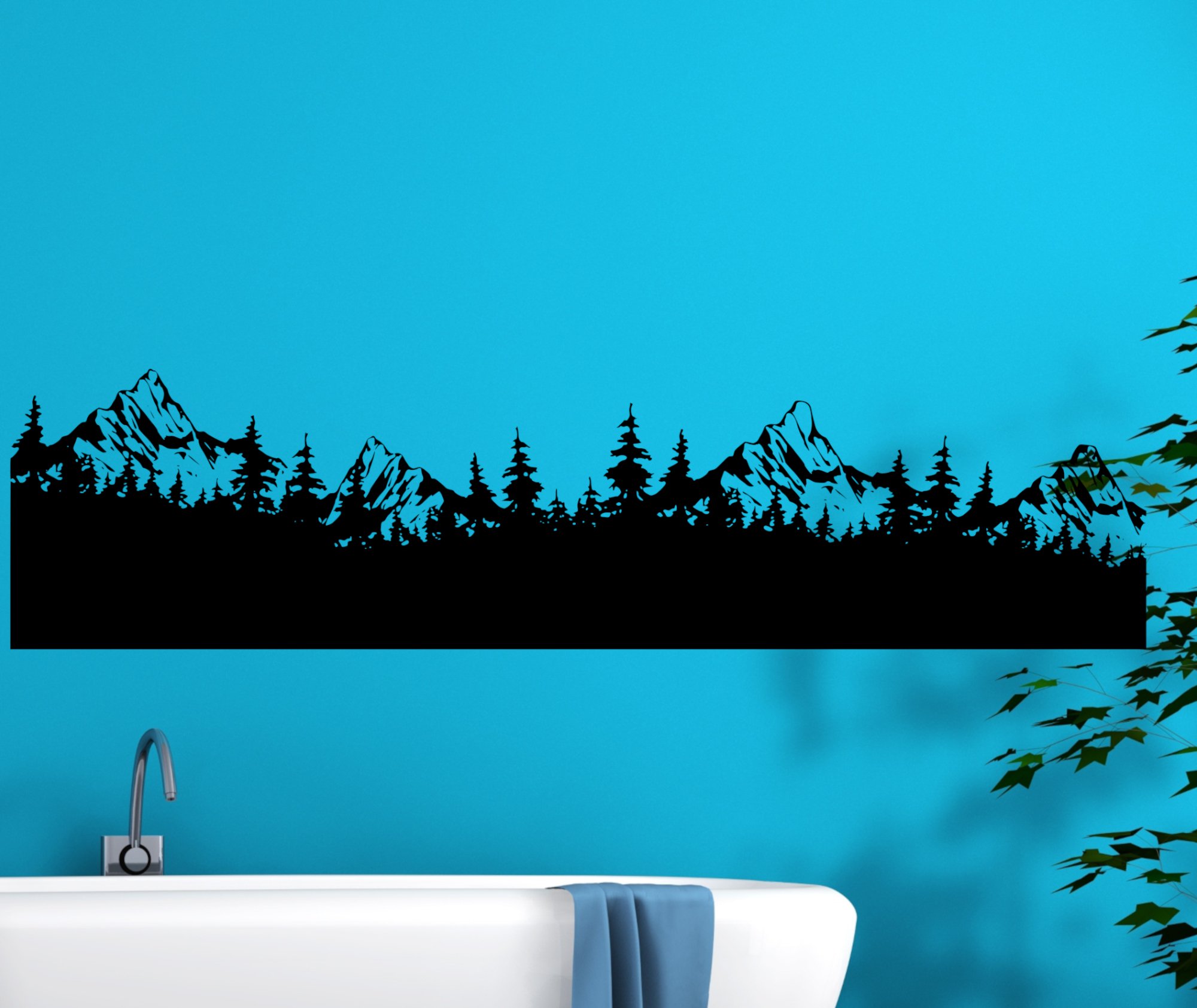 Wandaufkleber 46363 Wald und Berglandschaft Silhouette